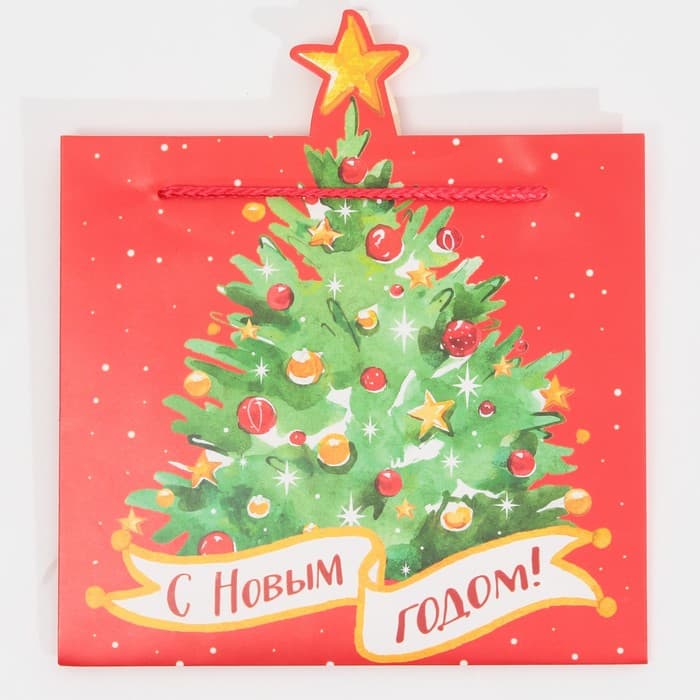 Пакет подарочный новогодний «Ёлочка», 25 х 26 х 10 см