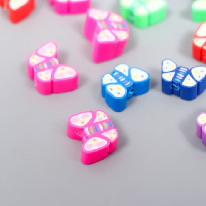 Бусины для творчества PVC «Бабочки», цветные, набор 20 шт., 1×1×1 см