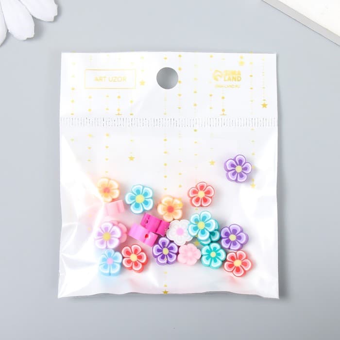 Бусины для творчества PVC «Красочные цветочки», набор 20 шт., 1×1×1 см