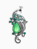 Брошь «Павлин», элегантный, разноцветная в чернёном серебре