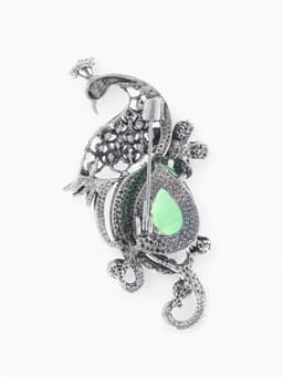 Брошь «Павлин», элегантный, разноцветная в чернёном серебре