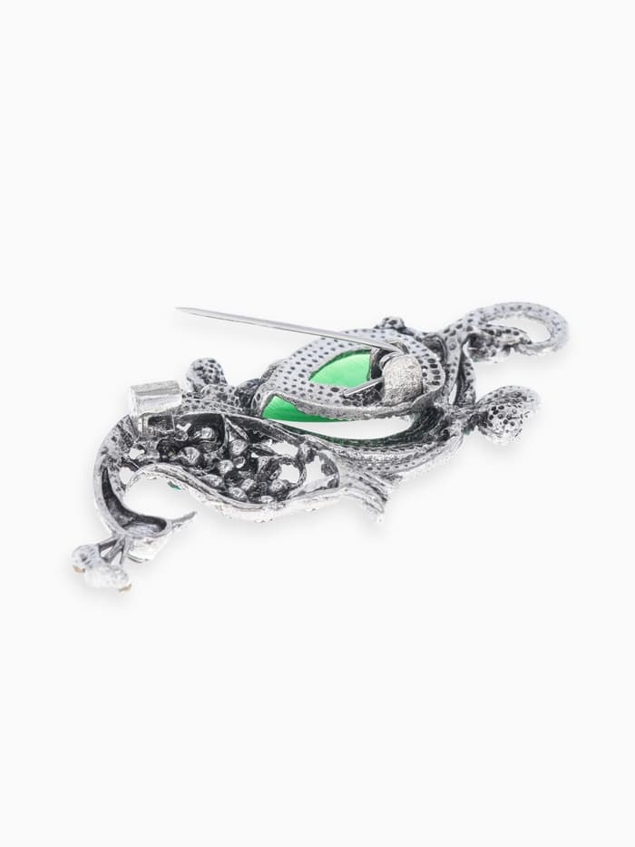 Брошь «Павлин», элегантный, разноцветная в чернёном серебре