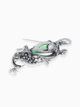 Брошь «Павлин», элегантный, разноцветная в чернёном серебре