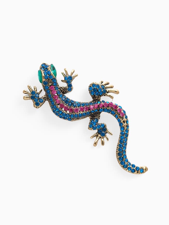 Брошь «Ящерица изогнутая», разноцветная в чернёном золоте