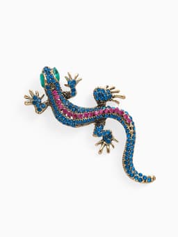 Брошь «Ящерица изогнутая», разноцветная в чернёном золоте