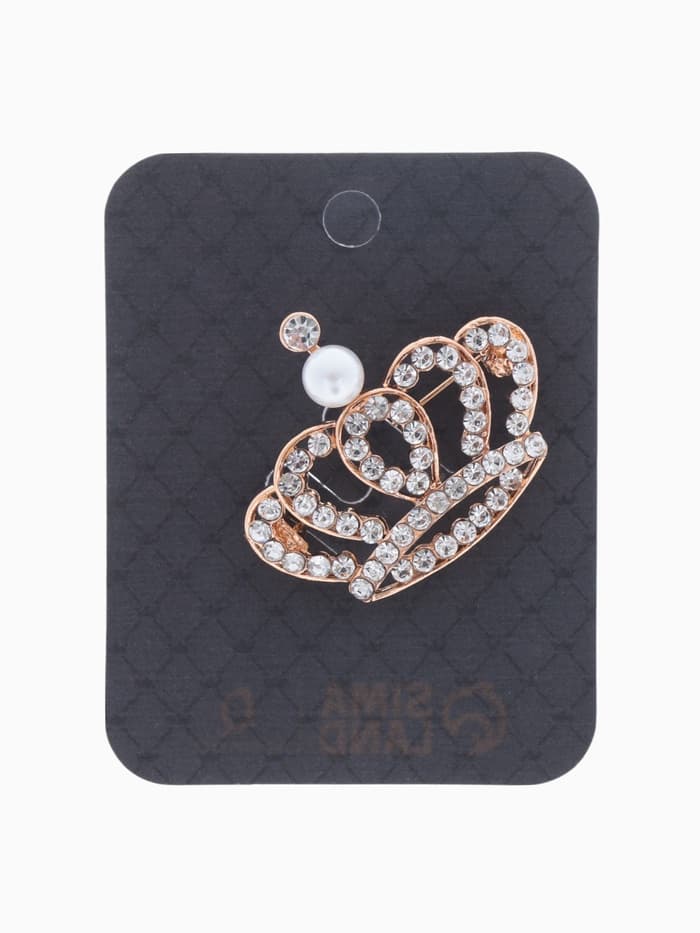 Брошь «Корона», монарха, белая в золоте