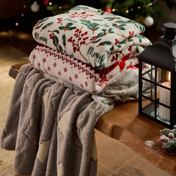 Плед светящийся в темноте «Этель. Елочки», 200×220 см, корал-флис