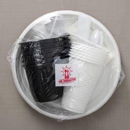 Набор пластиковой одноразовой посуды на 6 персон Не ЗАБЫЛИ! «Чайный №2», белый, чёрный