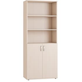 Шкаф прямой двухстворчатый для документов, с открытыми полками, 804×423×1980 мм, цвет дуб девон