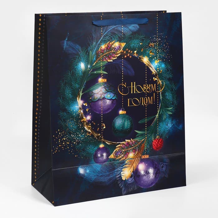 Пакет подарочный новогодний ламинированный «С Новым годом», XL 40×49×19 см