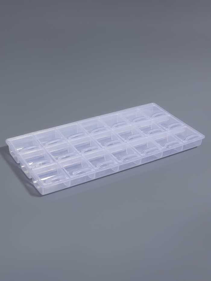 Органайзер для хранения мелочей, 21 отделение, 21.5×10.5×1.9 см, прозрачный