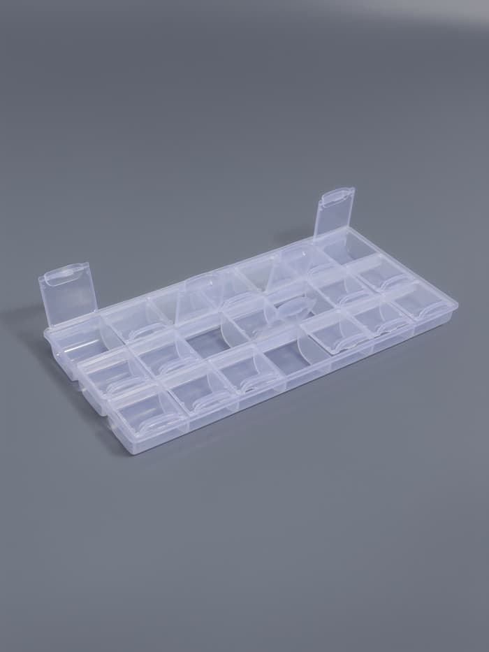 Органайзер для хранения мелочей, 21 отделение, 21.5×10.5×1.9 см, прозрачный