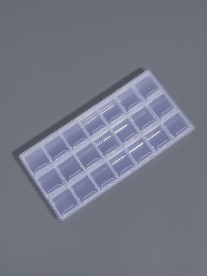 Органайзер для хранения мелочей, 21 отделение, 21.5×10.5×1.9 см, прозрачный