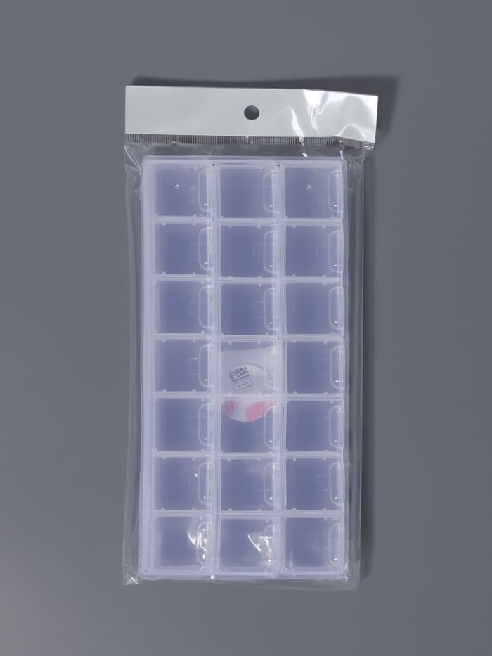 Органайзер для хранения мелочей, 21 отделение, 21.5×10.5×1.9 см, прозрачный