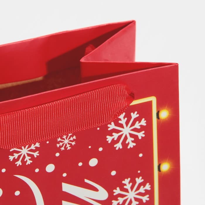 Пакет подарочный под бутылку новогодний «С Новым годом!», 13×35×10 см