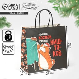 Пакет подарочный новогодний «Косяки наше всё», 22×22×11 см