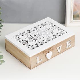 Шкатулка для украшений «Белые ажурные узоры», дерево, с делениями, 17×24×7 см, МИКС