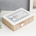 Шкатулка для украшений «Белые ажурные узоры», дерево, с делениями, 17×24×7 см, МИКС