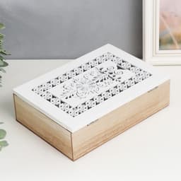 Шкатулка для украшений «Белые ажурные узоры», дерево, с делениями, 17×24×7 см, МИКС