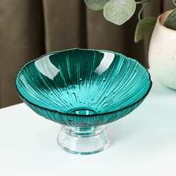 Ваза стеклянная для фруктов «Фейерверк», 350 мл, 15×7.5 см, изумрудная