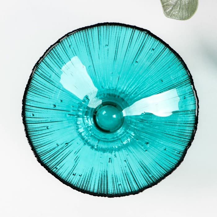 Ваза стеклянная для фруктов «Фейерверк», 350 мл, 15×7.5 см, изумрудная