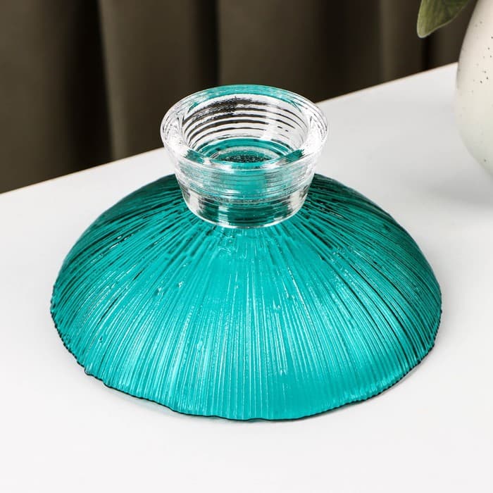 Ваза стеклянная для фруктов «Фейерверк», 350 мл, 15×7.5 см, изумрудная