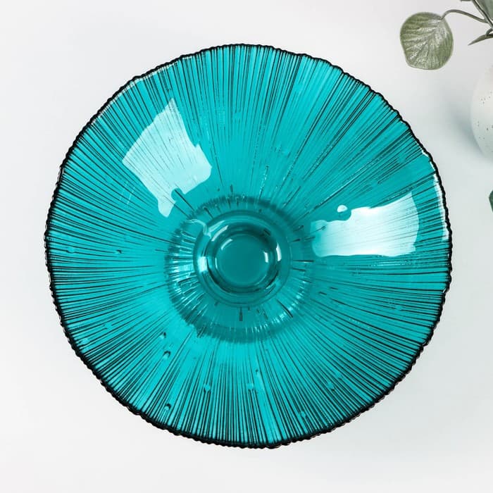 Ваза для фруктов «Фейерверк», 1.4 л, 25×10 см, стекло, цвет изумрудный