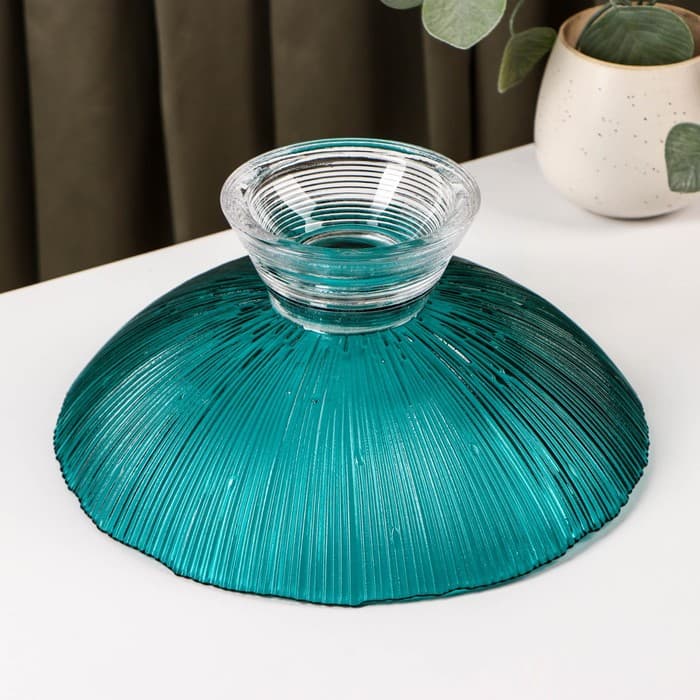 Ваза для фруктов «Фейерверк», 1.4 л, 25×10 см, стекло, цвет изумрудный