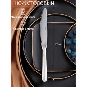 Нож столовый «Миддлтон», длина 23 см, толщина 9 мм, нержавеющая сталь, серебристый