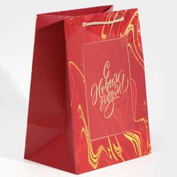 Пакет подарочный новогодний ламинированный «С Новым годом», 21×30×15 см