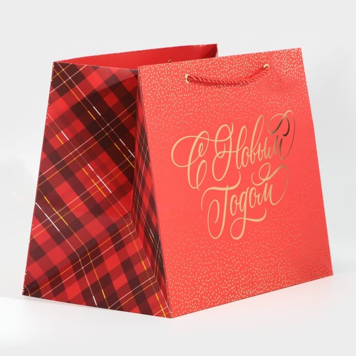 Пакет подарочный новогодний ламинированный «С Новым годом», 25×23×18 см