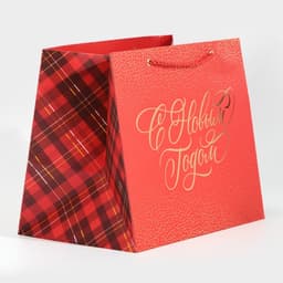 Пакет подарочный новогодний ламинированный «С Новым годом», 25×23×18 см