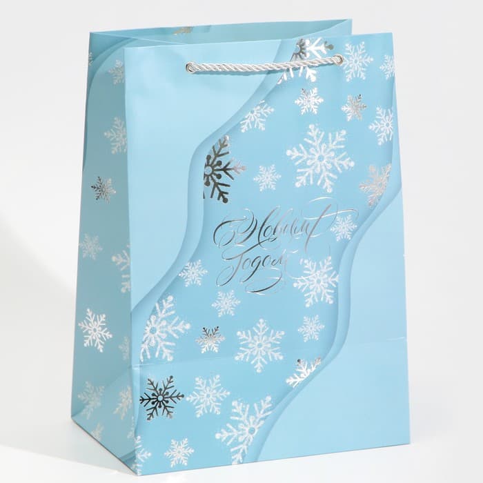 Пакет подарочный новогодний ламинированный «С Новым годом», 21×30×15 см
