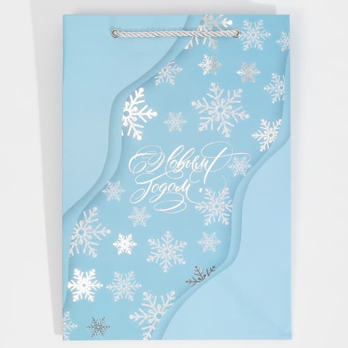 Пакет подарочный новогодний ламинированный «С Новым годом», 21×30×15 см