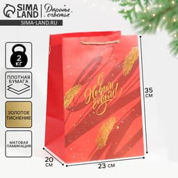 Пакет подарочный новогодний ламинированный «С Новым годом», 23×35×20 см