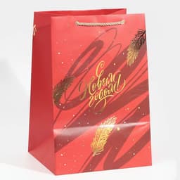 Пакет подарочный новогодний ламинированный «С Новым годом», 23×35×20 см