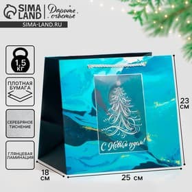 Пакет подарочный новогодний ламинированный «С Новым годом», 25×23×18 см