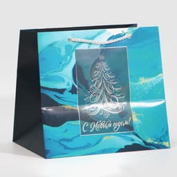 Пакет подарочный новогодний ламинированный «С Новым годом», 25×23×18 см