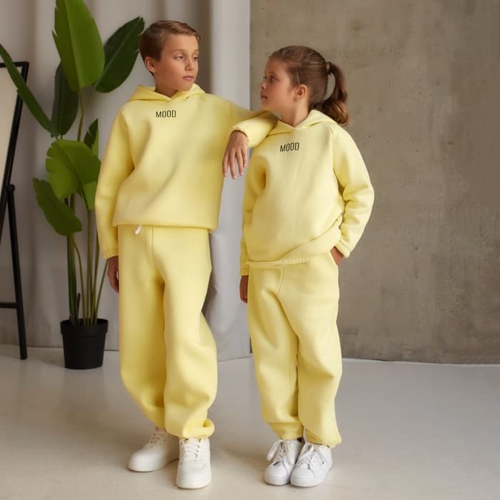 Костюм детский (худи, брюки) MINAKU: Basic Line KIDS, oversize, жёлтый, рост 146 см