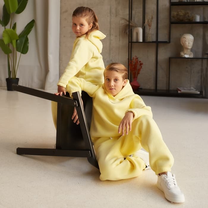 Костюм детский (худи, брюки) MINAKU: Basic Line KIDS, oversize, жёлтый, рост 146 см