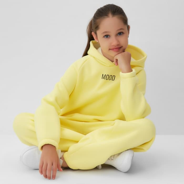 Костюм детский (худи, брюки) MINAKU: Basic Line KIDS, oversize, жёлтый, рост 146 см