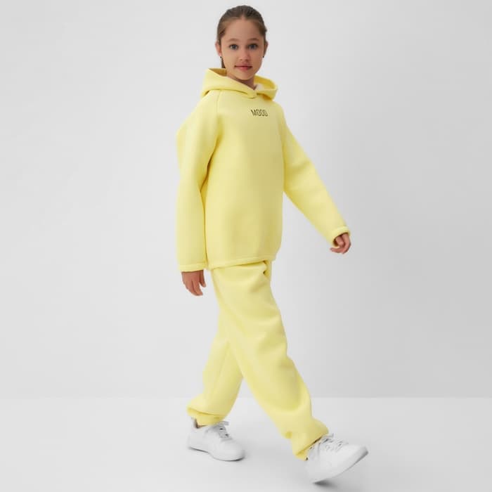 Костюм детский (худи, брюки) MINAKU: Basic Line KIDS, oversize, жёлтый, рост 146 см