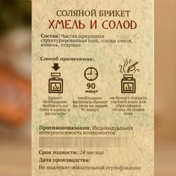 Соляной брикет куб «Хмель и Солод» 200 г «Добропаровъ»