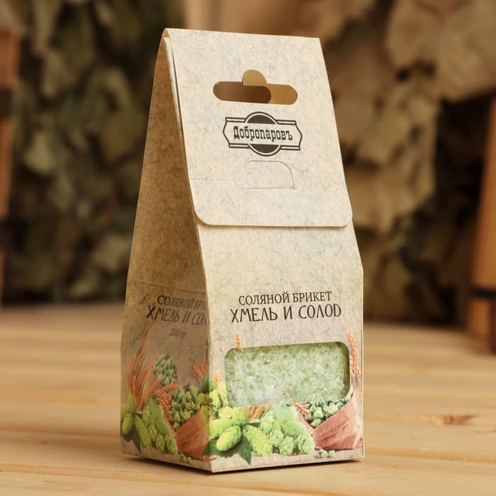 Соляной брикет куб «Хмель и Солод» 200 г «Добропаровъ»