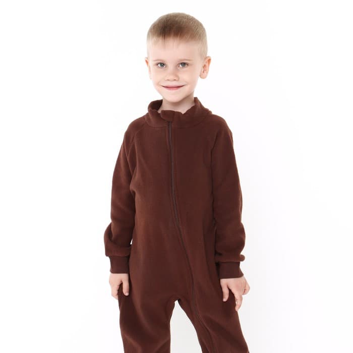 Комбинезон для мальчика флисовый, коричневый, рост 92-98 см