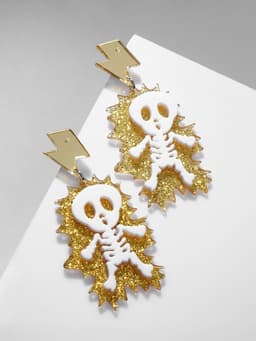 Серьги акриловые «Скелет», удар молнии, белые в золоте