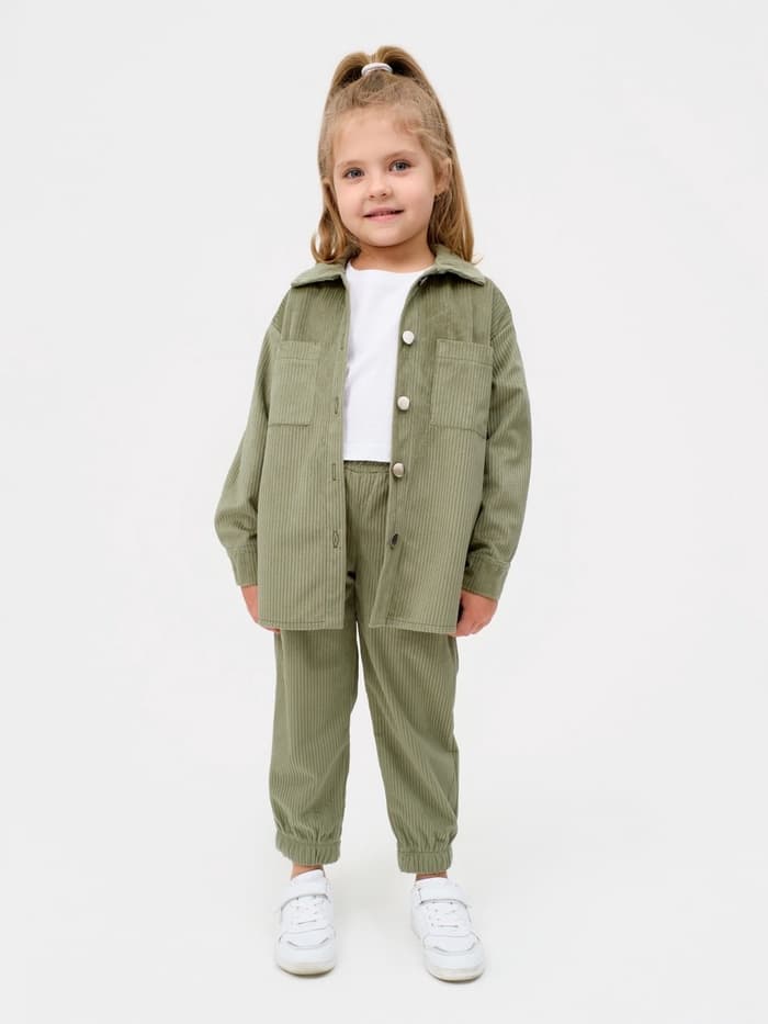 Костюм для девочки KAFTAN Velvet, размер 34 (122-128 см), зелёный