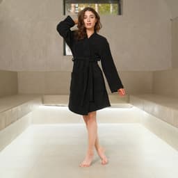 Халат махровый женский «Экономь и Я», размер 50-52, 100% хлопок с AIRO, 320 г/м², чёрный