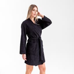 Халат махровый женский «Экономь и Я», размер 50-52, 100% хлопок с AIRO, 320 г/м², чёрный