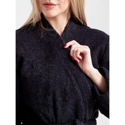 Халат махровый женский «Экономь и Я», размер 50-52, 100% хлопок с AIRO, 320 г/м², чёрный